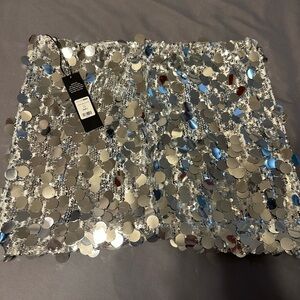 Women’s Fashion Nova Shimmering Silver Sequin Skirt